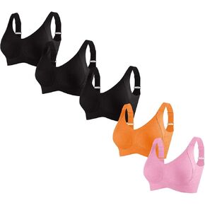 5 Piece Pull On Full Coverage Bra for Women Wireless Push Up Comforatble Adjustable Straps Daily Ladies Underwear in Saudi Arabia