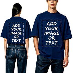 Custom Front & Back Print Heavyweight Tee for Man & Woman, Design Your Own T Shirt, Perfect Personalized Gifts in Kuwait