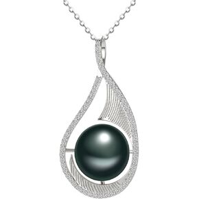 Tahitian Black Pearl Necklace Gift for Women Wife - Mothers Day Gifts, 9-11mm AAAAA+ Seawater Pearl Pendant with 925 Sterling Silver 18" Chain - Jewelry Necklaces for Wife Wedding Birthday Anniversary - Christmas Day Valentine's Day Graduation Gifts - Gif in Saudi Arabia