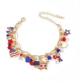 4th of July Bracelet for Women Red White Blue USA Charm Bracelet, Patriotic Independence Day Jewelry Accessories in Saudi Arabia