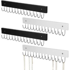 MAQUITA Jewelry Rack Wall Mount, 4 Pack Necklace Hooks with 56 Jewelry Hooks for Wall, Space-Saving Wooden Necklace Holder for Necklaces, Bracelets, Pendants, Earrings in Saudi Arabia