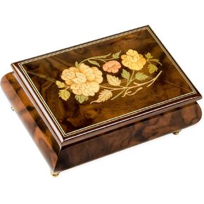 Italian Hand Crafted Inlaid Light Burl Wood Musical Jewelry Box Plays Amazing Grace in Saudi Arabia