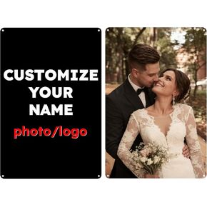 Custom Metal Tin Sign with Your Own Photo, Text, Logo, Rustproof Personalized Wall Art for Home, Office, Wedding, Christmas, Birthdays, 8x12 Inch in Saudi Arabia