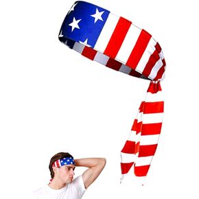 American Flag Bandana Headbands,Patriotic Tie Headband 4th of July Head Band Red White Blue Headband for Women Men Party Decoration in Saudi Arabia