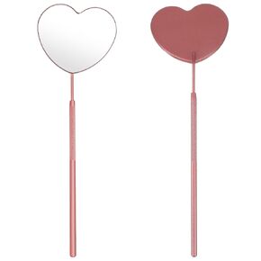 2Pcs Lash Mirror,2.2inch Stainless Steel Makeup Eyelash Mirror Heart Shaped Detachable Mirrors for Lashes EyeLash Extension Supplies Lash Tech Supplies(Rose Gold) in Saudi Arabia