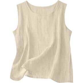 Lyocell Linen Tops for Women Summer Trendy Casual Tank Tops Comfy Lightweight Loose Womens Sleeveless Tops Shirts in Saudi Arabia