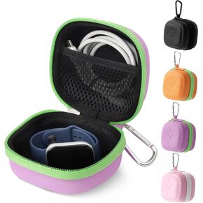 Watch Travel Case for Smartwatches, Cute Hard Carrying Case Compatible with Phyulls, Cosjoype, BIGGERFIVE Smart Watch, Portable Single Watch Box with Carabiner & Mesh Pocket (Orange) in Saudi Arabia