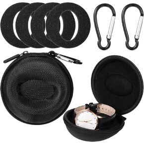 SynHHergyx 2 Pcs Watch Travel Case, Portable Single Watch Roll Travel Case Storage Box for Men's Wristwatches & Smart Watches up to 50mm, Black in Kuwait