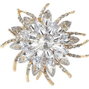 Dreuyet Rhinestone Flower Brooch for Women Vintage Crystal Sparkly Full Rhinestone Sunflower Laple Pin Elegant Clothing Bag Hat Accessories Christmas Birthday Party Wedding Jewerly in Kuwait