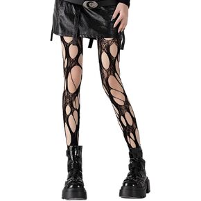 Distressed Ripped Fishnet Stockings for Women Sexy Hole Mesh Tights Gothic Y2k Lace Pantyhose in Saudi Arabia