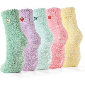 Slipper Socks for Women Warm Fluffy Fuzzy Socks with Grips Home Hospital Soft Cozy Gifts in Saudi Arabia
