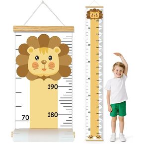 Canvas Baby Kids Growth Chart, Lion Height Measurement Wall Hanging Ruler for Toddler Child Girls Boys, Nursery/Playroom Bedroom Removable Art Decor(Lion, 78" L x 8" W, Framed) in Saudi Arabia