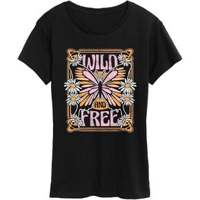 Instant Message - Wild and Free Butterfly - Women's Short Sleeve Graphic T-Shirt in Saudi Arabia