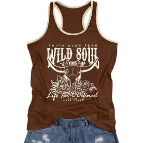 Western Cowgirl Tank Tops Women Country Music Sleeveless Vest Rodeo Cowboy Graphic Tee Shirt in Saudi Arabia