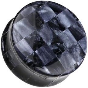 Marble Checker Double Flared Ear Gauge Plug Sold As Pair in Saudi Arabia