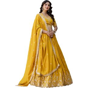 TRENDMALLS Women's Art Silk Embroidery Sequin work Lehenga Choli with Dupatta Ready To Wear in Saudi Arabia