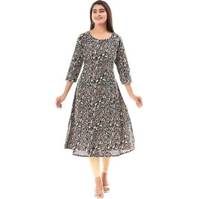 VIHAAN IMPEX Women’s Cotton Tunic Top Printed Kurti with 3/4 Sleeves Dressy Casual Loose Fit Blouse for Work Everyday Wear in Saudi Arabia
