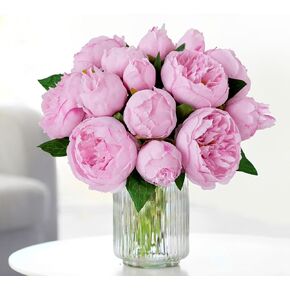 JINWOE Dark Pink Silk Artificial Peonies, 14Heads 2 Bouquets Silk Faux Flowers, Peonies Artificial Flowers for Wedding Bridal Bouquet Home Centerpiece Table Flower Arrangements in Saudi Arabia