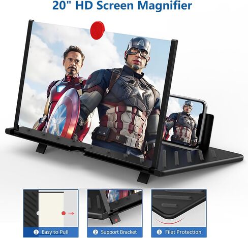 21 بوصة مكبّر الشاشة للكمبيوتر المحمول ， 3D HD شاشة موسعات الأفلام ومقاطع الفيديو والألعاب ، مكبّر الشاشة مع سطح مكتب لتصميم الزاوية القابل للتعديل مكبرًا لكبار السن (أسود) in Kuwait