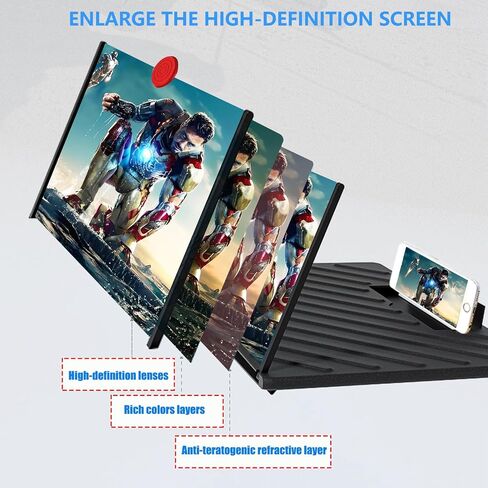 21 بوصة مكبّر الشاشة للكمبيوتر المحمول ， 3D HD شاشة موسعات الأفلام ومقاطع الفيديو والألعاب ، مكبّر الشاشة مع سطح مكتب لتصميم الزاوية القابل للتعديل مكبرًا لكبار السن (أسود) in Kuwait