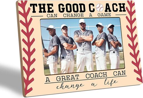Baseball Coach Wooden Photo Frame With Support - The Good Coach Can Change A Game - Rustic Picture Frame Fits 4"x6" Photo - Tabletop Decoration For Home, Office - Keepsake Gift For Coaches - B12 in Saudi Arabia