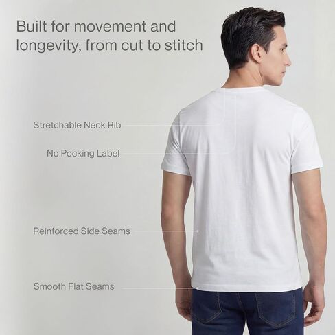 KHOR Mens T-Shirts - Premium 100% Cotton Crew Neck Tee, Classic Tee, Ultra-Soft, Breathable, Everyday Essential, White, XL in Kuwait