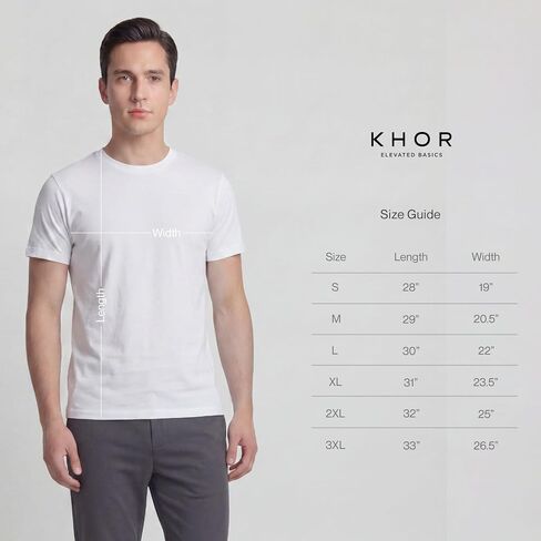KHOR Mens T-Shirts - Premium 100% Cotton Crew Neck Tee, Classic Tee, Ultra-Soft, Breathable, Everyday Essential, White, XL in Kuwait