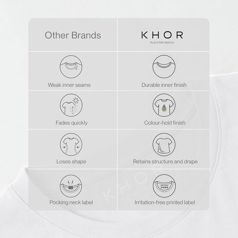 KHOR Mens T-Shirts - Premium 100% Cotton Crew Neck Tee, Classic Tee, Ultra-Soft, Breathable, Everyday Essential, White, XL in Kuwait