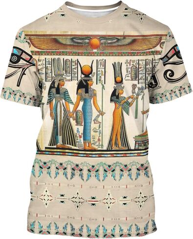 BJU Ancient Egypt Graphic T-Shirt Crewneck Tee 3D Printed Short Sleeve Loose Casual Top Unisex in Saudi Arabia