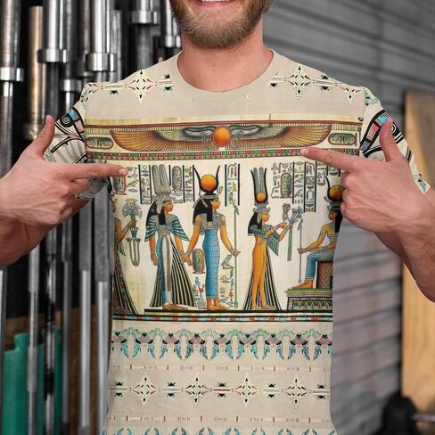 BJU Ancient Egypt Graphic T-Shirt Crewneck Tee 3D Printed Short Sleeve Loose Casual Top Unisex in Saudi Arabia