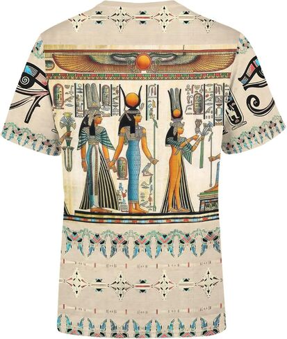 BJU Ancient Egypt Graphic T-Shirt Crewneck Tee 3D Printed Short Sleeve Loose Casual Top Unisex in Saudi Arabia