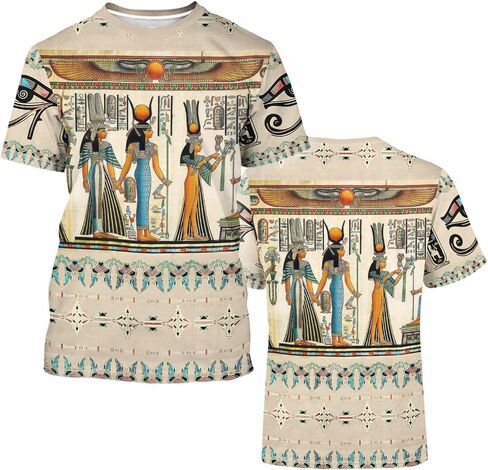 BJU Ancient Egypt Graphic T-Shirt Crewneck Tee 3D Printed Short Sleeve Loose Casual Top Unisex in Saudi Arabia