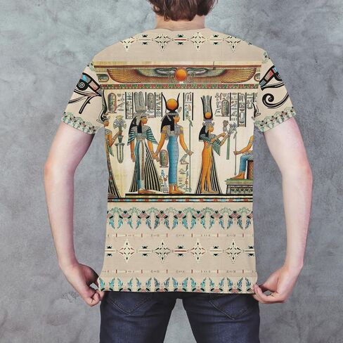 BJU Ancient Egypt Graphic T-Shirt Crewneck Tee 3D Printed Short Sleeve Loose Casual Top Unisex in Saudi Arabia