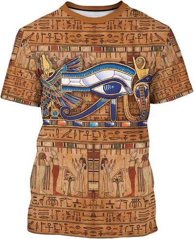 BJU Ancient Egypt Graphic T-Shirt Crewneck Tee 3D Printed Short Sleeve Loose Casual Top Unisex in Saudi Arabia