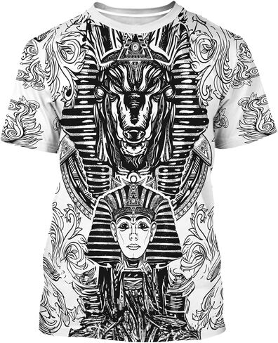 BJU Ancient Egypt Graphic T-Shirt Crewneck Tee 3D Printed Short Sleeve Loose Casual Top Unisex in Saudi Arabia