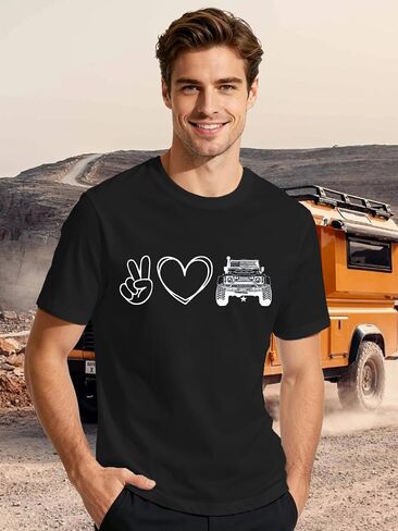 Mens Off Road Shirt Peace Love T-Shirts Peace Love Vehicle Tee Tops in Kuwait