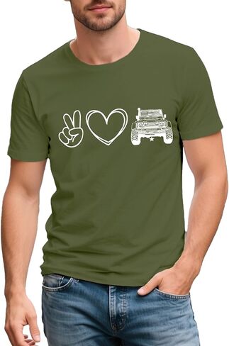 Mens Off Road Shirt Peace Love T-Shirts Peace Love Vehicle Tee Tops in Saudi Arabia