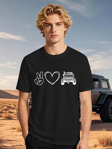 Mens Off Road Shirt Peace Love T-Shirts Peace Love Vehicle Tee Tops in Kuwait