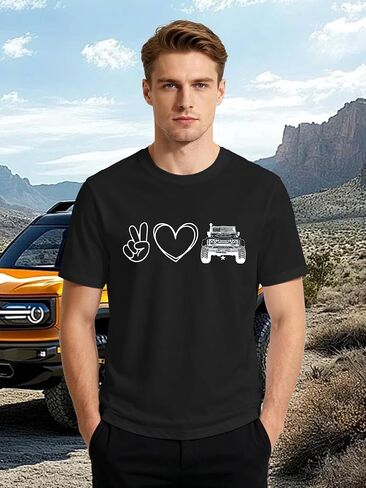 Mens Off Road Shirt Peace Love T-Shirts Peace Love Vehicle Tee Tops in Kuwait