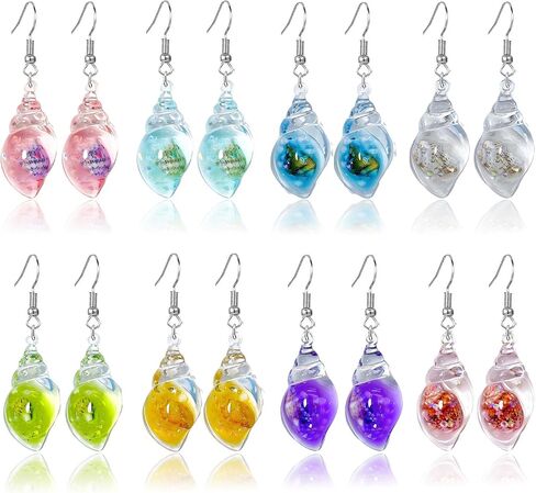 coadipress 8 Pairs Bohemian Conch Seashell Earrings for Women Hawaii Summer Beach Glow in the Dark Resin Seashell Drop Dangle Earring Jewelry Accessories ﻿ in Kuwait