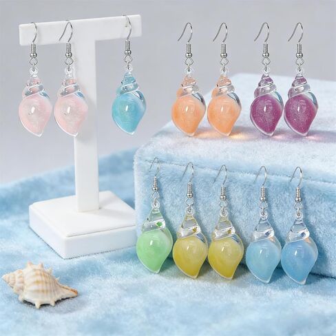 coadipress 8 Pairs Bohemian Conch Seashell Earrings for Women Hawaii Summer Beach Glow in the Dark Resin Seashell Drop Dangle Earring Jewelry Accessories ﻿ in Kuwait