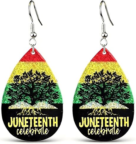 أقراط Juneteenth للنساء أحمر أصفر أخضر أفريقي متدلية أقراط بوهيمية ملونة أفريقيا أسود تاريخ نمط عرقي أقراط Juneteenth قمصان الزي in Kuwait