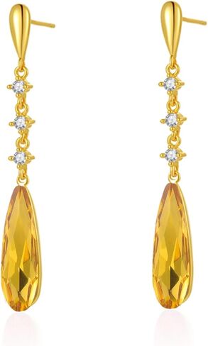 VONSSY Austrian Crystal Teardrop Drop Dangle Earrings Gold Plated Silver Post Zircon Gemstone Jewelry Gift for Woman Girlfriend Mom Wife in Saudi Arabia