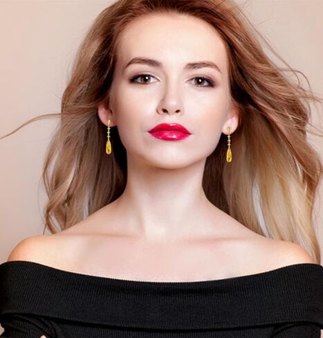 VONSSY Austrian Crystal Teardrop Drop Dangle Earrings Gold Plated Silver Post Zircon Gemstone Jewelry Gift for Woman Girlfriend Mom Wife in Saudi Arabia