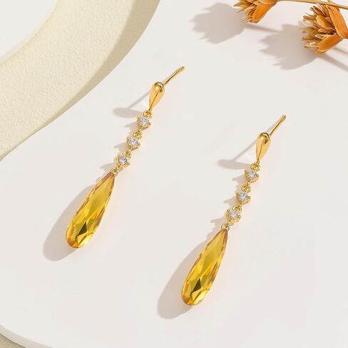 VONSSY Austrian Crystal Teardrop Drop Dangle Earrings Gold Plated Silver Post Zircon Gemstone Jewelry Gift for Woman Girlfriend Mom Wife in Saudi Arabia