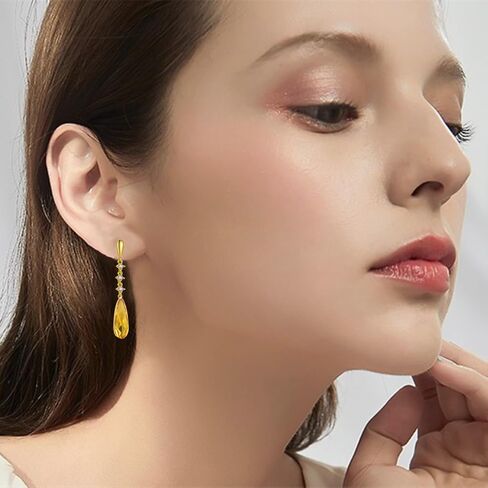 VONSSY Austrian Crystal Teardrop Drop Dangle Earrings Gold Plated Silver Post Zircon Gemstone Jewelry Gift for Woman Girlfriend Mom Wife in Saudi Arabia