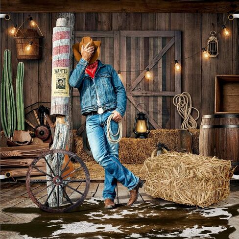 Hoteam 3 Pcs Western Cowboy Party Decor Straw Hay Bale Stack Wooden Wagon Wheel Cowhide Rug Wild West Cowboy Backdrop Supplies for Western Birthday Photo Booth Props Cowgirl Farm Accessories in Kuwait