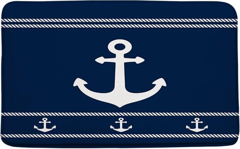 Anchor Bathroom Rugs Mat,Navy Blue White Nautical Ocean 18x30 Inch Extra Soft Microfiber Bathroom Kitchen Floor,Tub,Shower Home Decor Accessories in Saudi Arabia