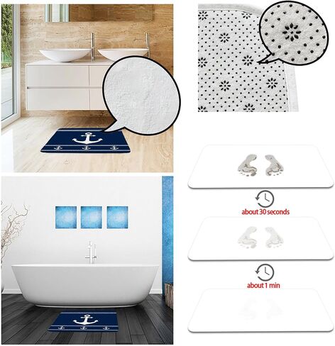 Anchor Bathroom Rugs Mat,Navy Blue White Nautical Ocean 18x30 Inch Extra Soft Microfiber Bathroom Kitchen Floor,Tub,Shower Home Decor Accessories in Saudi Arabia