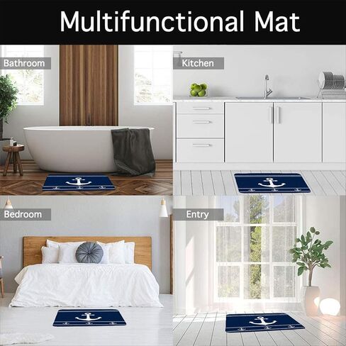 Anchor Bathroom Rugs Mat,Navy Blue White Nautical Ocean 18x30 Inch Extra Soft Microfiber Bathroom Kitchen Floor,Tub,Shower Home Decor Accessories in Saudi Arabia